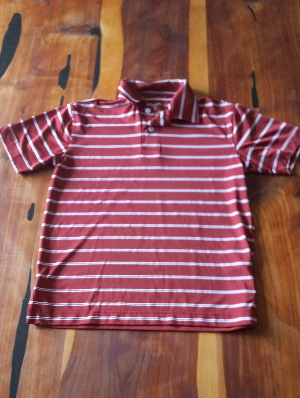 Class Club Boys Red & White Striped Short Sleeve Polo Shirt Size 8